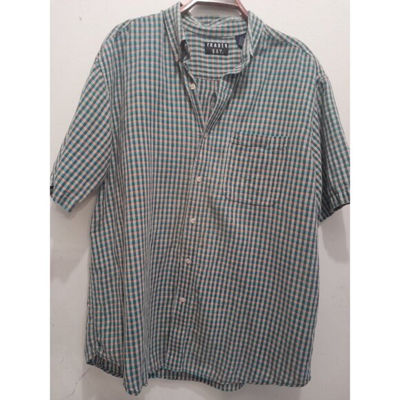 Mens Size XLT Plaid Linen Blend Casual Coastal Resort Button Down Shirt Pocket - Picture 1 of 8